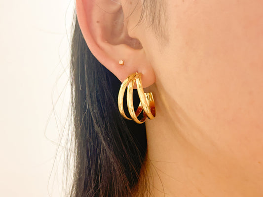 Brinco Trio de Argolas Dourado